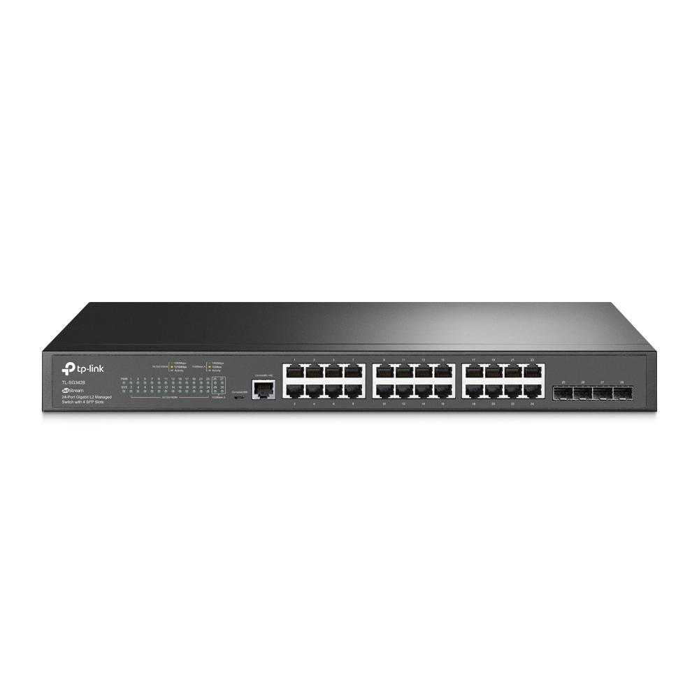 TP-Link, TL-SG3428, 24-Port Gigabit L2 Managed Switch with 4 SFP Slots