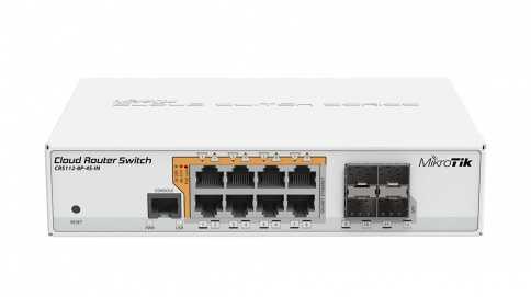 CRS112-8P-4S-IN Managed PoE Switch - CRS112, L3, 8P af/at, 4S, MikroTik