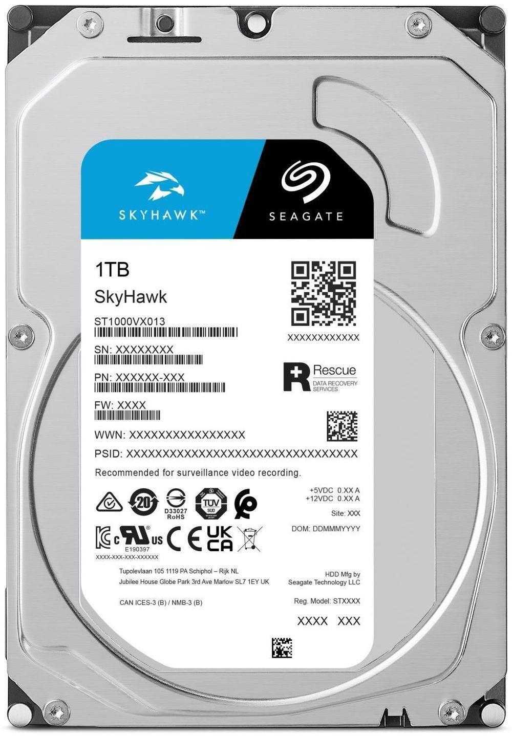 ST1000VX013 1TB SEAGATE HDD SkyHawk Surveillance 3.5''/1TB/SATA 6Gb/s/256mb