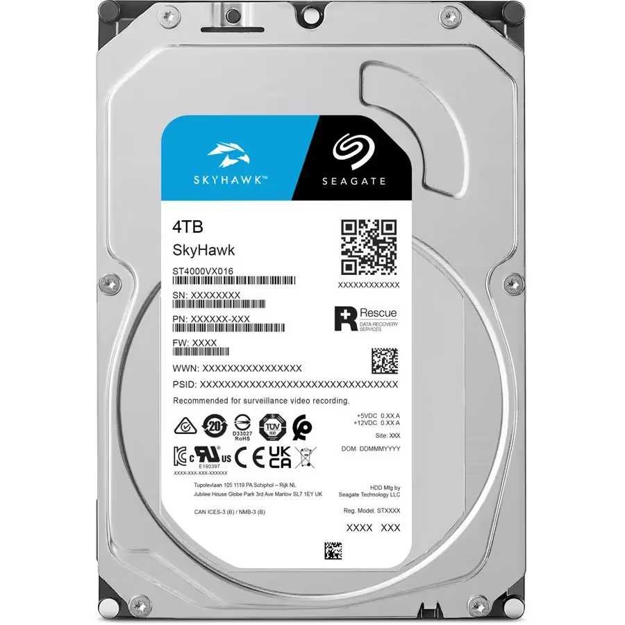 SkyHawk ST4000VX016, SEAGATE, HDD, 4TB HDD SkyHawk (3.5''/4TB/SATA 6Gb/s/Low-RPM) Cache 256 (MB) in DVR and NVR,